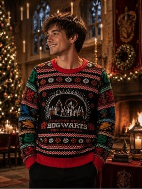 Wizarding World Harry Potter Hogwarts Ugly Christmas Sweater Size Large